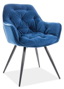Casarredo Jídelní čalouněná židle CHEERS velvet modrá/černá