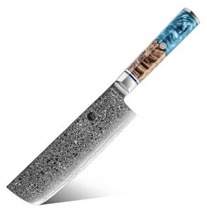 Nakiri nůž z damaškové oceli SaKuRo Blue 17,8 cm