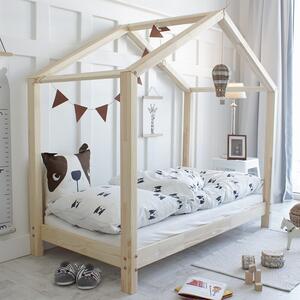Domečková postel HouseBed Velikost spací plochy: 160x80, Barva: přírodní dřevo, Výška nožiček: nohy 1 cm