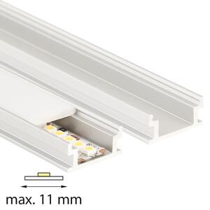 McLED Nášlapný hliníkový profil BD, 19x9 mm, včetně difuzoru Velikost: 1 m, Barva profilu: Stříbrný, Typ difuzoru: Mléčný