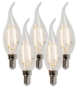 Sada 5 stmívatelných LED filamentových žárovek s efektem svíčky E14 250lm 2700K