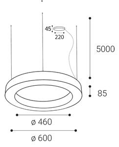 LED2 3276371DT Saturn Slim 2 P/N-Z 60, závěsné kruhové svítidlo, 40+20W LED 2700K/3000K/4000K,TRIAK, bílé, prům. 60cm