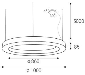 LED2 3276573DT Saturn Slim 2 P/N-Z 100, závěsné kruhové svítidlo, 80+40W LED 2700K/3000K/4000K,TRIAK, černé, prům. 100cm
