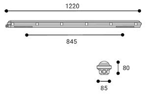 LED2 1221851 Duster III, prachotěsné svítidlo, 20/35W LED 3000K/3500K/4000K, 122cm, IP66