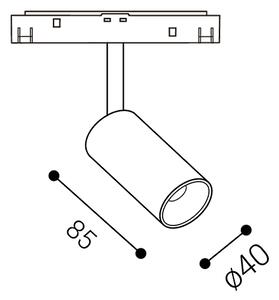 LED2 6095953 Mago III S, černý reflektor pro Mag track 48V, 6W 3000K/3500K/4000K, Ø4cm