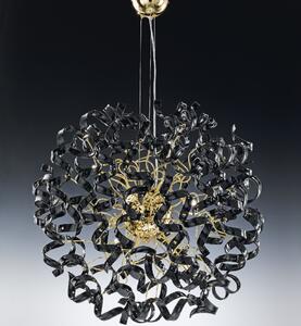 Metal lux 205.180.03 Astro Black, designové závěsné svítidlo v průměru 80cm, 8x40W, černé sklo, zlato 24K