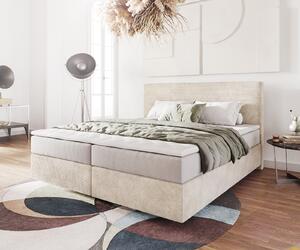 DELIFE Boxspring postel Dream-Well 180x200 cm manšestr béžová s taštičkovou pružinovou matrací a visco topperem