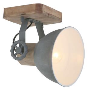 Industriële plafondspot hout met grijs draai- en kantelbaar - Gearwood