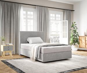 DELIFE Boxspring postel Dream-Well 120x200 cm manšestr stříbrná se taštičkovou pružinovou matrací a visco topperem