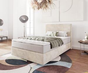 DELIFE Boxspring postel Dream-Well 120x200 cm manšestr béžová s taštičkovou pružinovou matrací a visco topperem