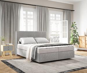 DELIFE Boxspring postel Dream-Well 160x200 cm manšestr stříbrná šedá s matrací a topperem