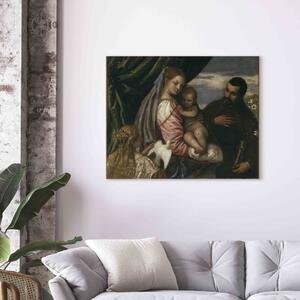 Reprodukce obrazu Marie s dítětem, svatá Kateřina Alexandrijská a donátor Michele Spaventi