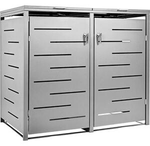 Stilista 91237 STILISTA Skříň na 2 popelnice 132 x 80 x 116 cm, stříbrná