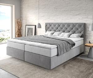 DELIFE Boxspring postel Dream-Great 180x200 cm mikrovlákno šedá s taštičkovou pružinovou matrací a visco topperem