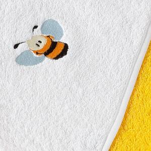 Dětská osuška Veba LOTA s kapucí žlutá I. s výšivkou Včelka bílá lemovka Velikost: 75x75 cm
