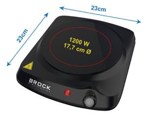 Elektrický sklokeramický vařič Brock, 1 plotýnka 18cm, 1200W, černý