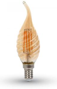 V-TAC Jantarová LED filament twist svíčka E14 4W plamen