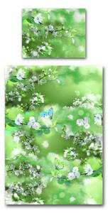 Povlečení Veba GEON tisk Dotek motýla zelená Velikost: 140x200 cm + 70x90 cm