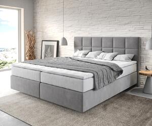 DELIFE Boxspring postel Dream-Fine 180x200 cm mikrovlákno šedá s TFK matrací a Visco topperem