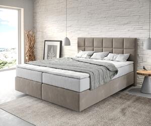 DELIFE Boxspring postel Dream-Fine 160x200 cm mikrovlákno béžová s TFK matrací a visco topperem