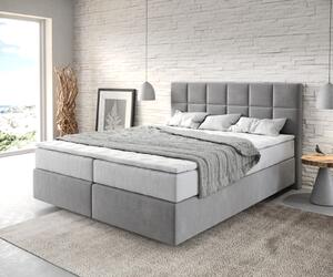 DELIFE Boxspring postel Dream-Fine 160x200 cm mikrovlákno šedá s taštičkovou pružinovou matrací a visco topperem
