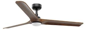 FARO HEYWOOD L LED stropní ventilátor, černá/tmavé dřevo s DC motorem