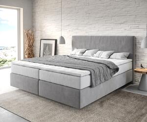 DELIFE Boxspring postel Dream-Well 180x200 cm mikrovlákno šedá s taštičková pružinová matrace a visco topper