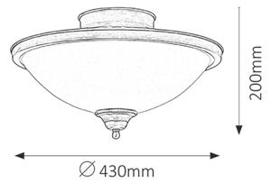 Rabalux 2759 ELISETT - Stropní rustikální svítidlo 2 x E14, Ø 43cm (Přisazený stropní lustr)