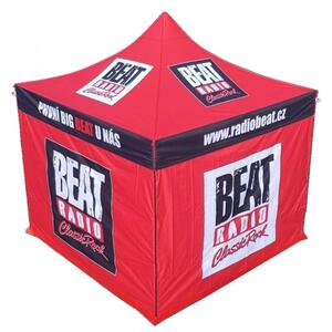 TENTino SET - Nůžkový párty stan 3x9 m s jednostranným potiskem Typ konstrukce: BIG HEXAGON, Rozsah potisku: pouze střecha, Plachtovina - gramáž: polyester 230 g/m2