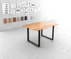 DELIFE Jídelní stůl Edge 140x90 akácie přírodní tenká podnož černá švýcarská hrana