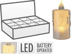 LED svíčka 36x80mm povrchová úprava, průhledná
