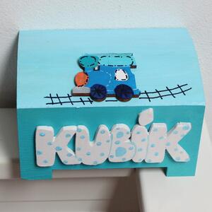 Dětská pokladnička se jménem - modrá