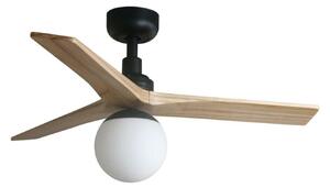 FARO KLIM S stropní ventilátor, černá/světlý dub DC E27
