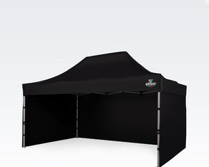 BRIMO Zahradní pavilon 3x4,5m - s 3 stěnami - Černá E. Alu