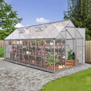 Skleník se základnou BestBerg SH-9 / 9 m² / 480 x 182 x 208 cm / stříbrná