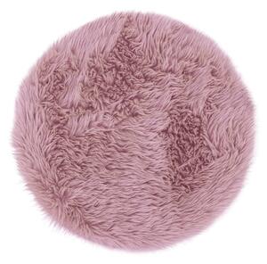 Moderní koberec Shaggy s dlouhým vlasem do dětského pokoje a ložnice Kulatý Měkký Růžový FLUFFY-60 cm