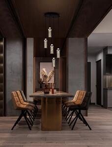 LED stmívatelný černo-chromový moderní lustr Lune 190