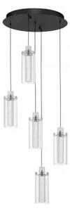 LED stmívatelný černo-chromový moderní lustr Lune 190