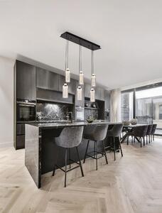 LED stmívatelný černo-chromový designový lustr Lune 170