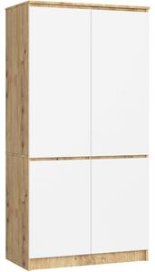 Ak furniture Šatní skříň CLP S90/4D dub artisan/bílá