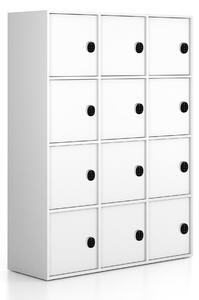 Kancelářská skříň FRAME, 12x dveře, 1299 x 450 x 1735 mm, kódový zámek, bílá