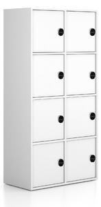 Kancelářská skříň FRAME, 8x dveře, 872 x 450 x 1735 mm, RFID zámek, bílá