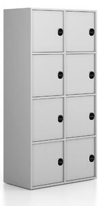 Kancelářská skříň FRAME, 8x dveře, 872 x 450 x 1735 mm, RFID zámek, šedá