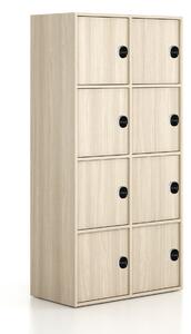 Kancelářská skříň FRAME, 8x dveře, 872 x 450 x 1735 mm, RFID zámek, dub přírodní