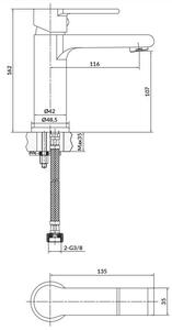 CERSANIT - Stojánková umyvadlová baterie BRASCO, včetně výpusti Klik-Klak, chrom S951-227