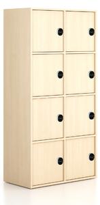 Kancelářská skříň FRAME, 8x dveře, 872 x 450 x 1735 mm, RFID zámek, bříza