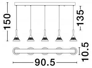 LED stmívatelný černo-rose zlatá moderní lustr Paluz 150