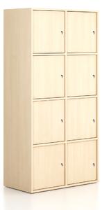 Kancelářská skříň FRAME, 8x dveře, 872 x 450 x 1735 mm, cylindrický zámek, bříza