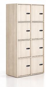 Kancelářská skříň FRAME, 8x dveře, 872 x 450 x 1735 mm, mechanický kódový zámek, dub přírodní
