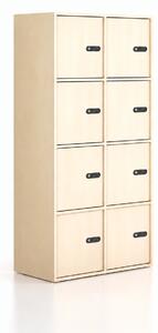 Kancelářská skříň FRAME, 8x dveře, 872 x 450 x 1735 mm, mechanický kódový zámek, bříza
